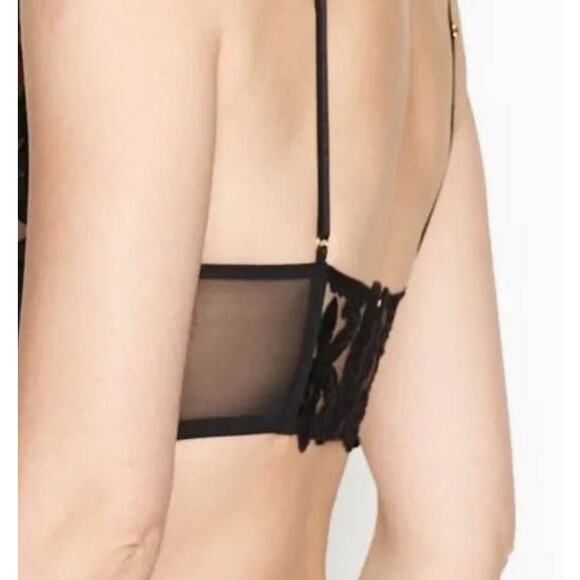Victoria's Secret Black Floral embroidered Unlined Longline Bralette -XL - Picture 5 of 5
